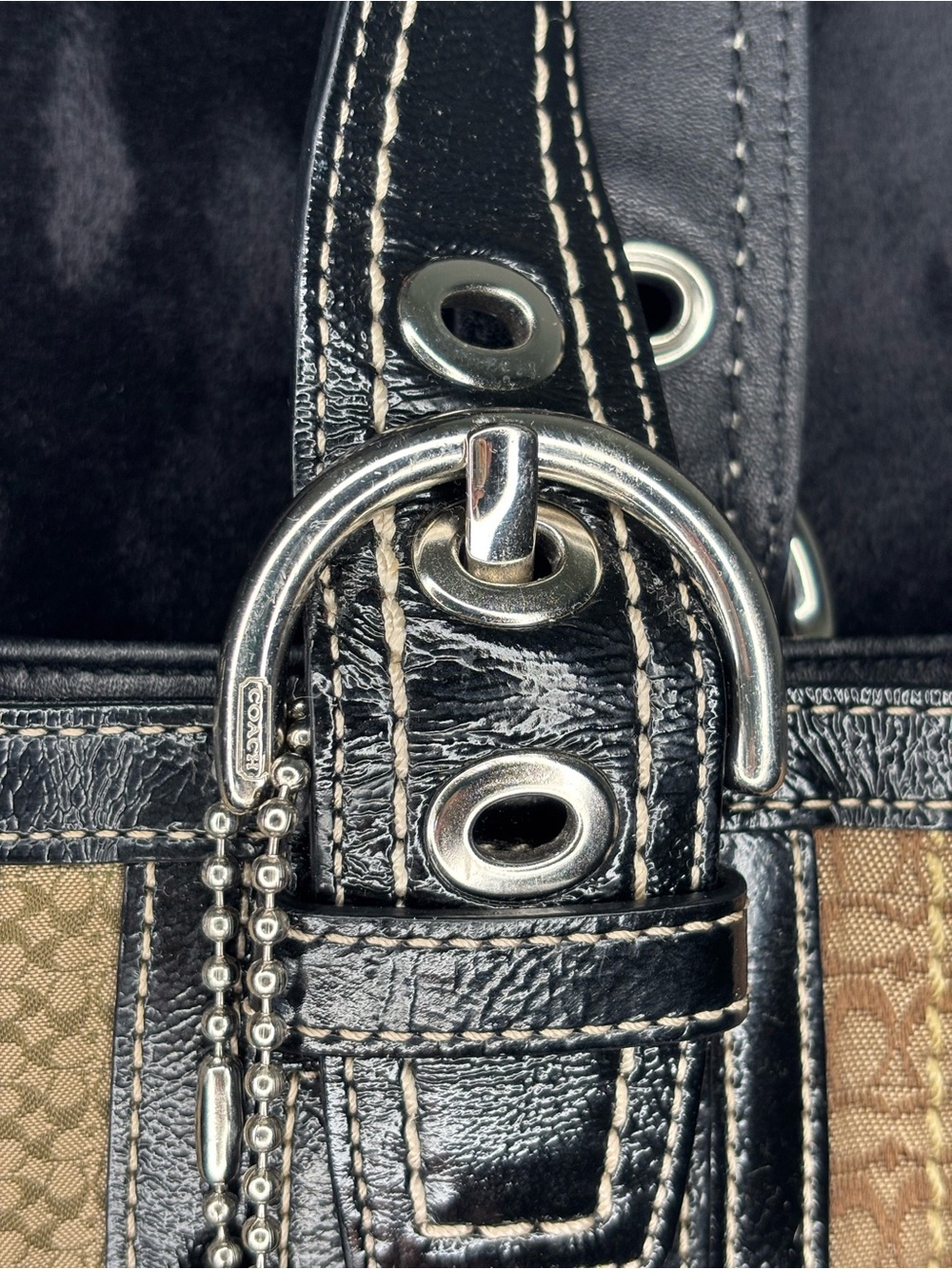 Coach Vintage Soho Signature Patchwork Tote in Brown with Black Trim - Picture 6 of 10